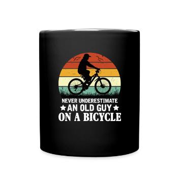 Never underestimate an old man by bike - Full Colour Mug - black - Front