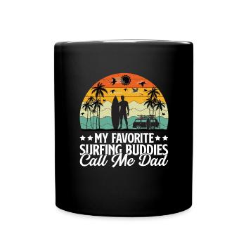 surfing Dad Surfer Father Surfboard Surfing - Full Colour Mug - black - Front