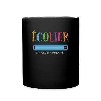 Écolier en cours de chargement retour à l'école - Mug uni - noir - Devant