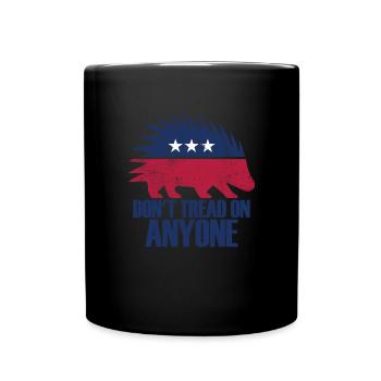 Treten Sie niemandem in Stachelschwein Retro Liber - Tasse einfarbig - Schwarz - Vorne