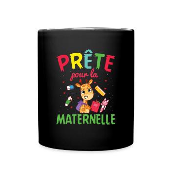 Prête Pour La Maternelle rentrée scolaire girafe - Mug uni - noir - Devant