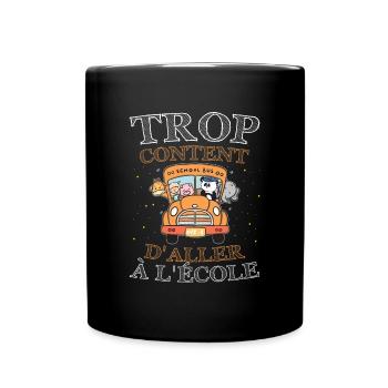 Trop Content D Aller À L École bus école animaux - Mug uni - noir - Devant