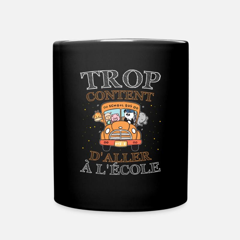 Trop Content D Aller À L École bus école animaux - Mug uni - noir
