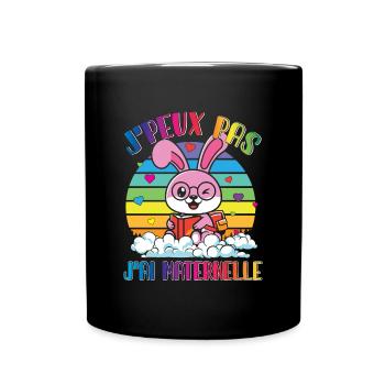 J Peux Pas J Ai Maternelle lapin écolière livre - Mug uni - noir - Devant