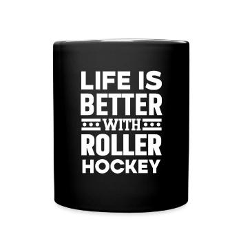 Roller Hockey Club Rollhockey Puck Spieler - Tasse einfarbig - Schwarz - Vorne