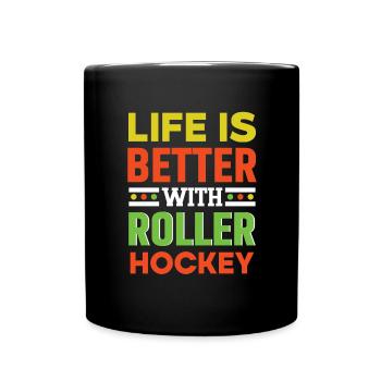 Roller Hockey Club Rollhockey Puck Spieler - Tasse einfarbig - Schwarz - Vorne