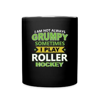 Roller Hockey Club Rollhockey Puck Spieler - Tasse einfarbig - Schwarz - Vorne