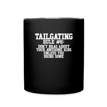 Lustige Tailgating -Regeln prahlen nicht mit Ihren - Tasse einfarbig - Schwarz - Vorne