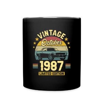 Vintage October 1987 35 Years Anniversary - Full Colour Mug - black - Front