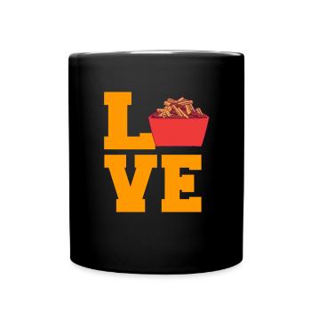 Kanadische Poutine Pommes Frites Mittagessen - Tasse einfarbig - Schwarz - Vorne