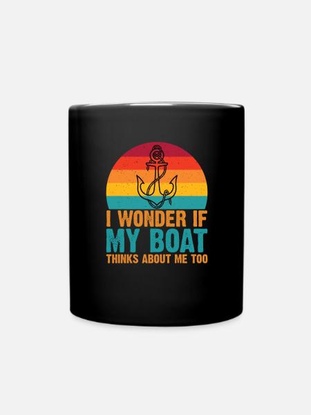 Whether my boat also thinks of me Yacht boats - Full Colour Mug - black