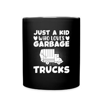 Garbage truck Garbage truck Professions Garbage man Garbage collection - Full Colour Mug - black - Front