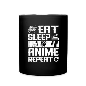 Anime Girl Manga Eyes Vaporwave Design Anime Fan - Full Colour Mug - black - Front