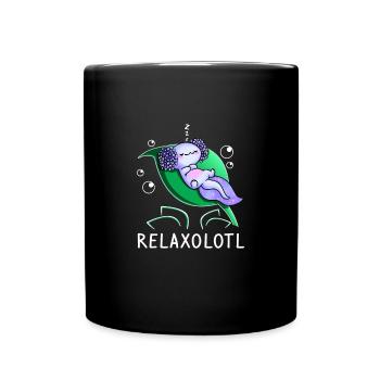 Axolotl relaxes on a leaf - Relaxolotl - Full Colour Mug - black - Front