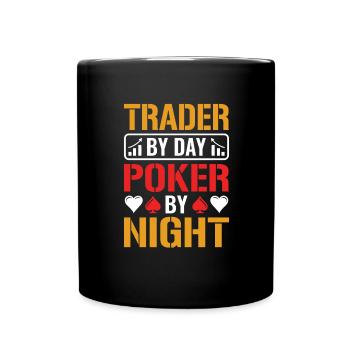 Traden Finanzen Poker Aktien Pokern Kartenspiel - Tasse einfarbig - Schwarz - Vorne