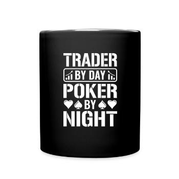 Traden Finanzen Poker Aktien Pokern Kartenspiel - Tasse einfarbig - Schwarz - Vorne