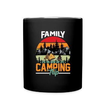 Vacances en famille Camping Vacances Excursion en famille Forêt - Mug uni - noir - Devant