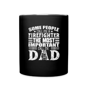 Pompier Père Papa Héros de la caserne de pompiers - Mug uni - noir - Devant