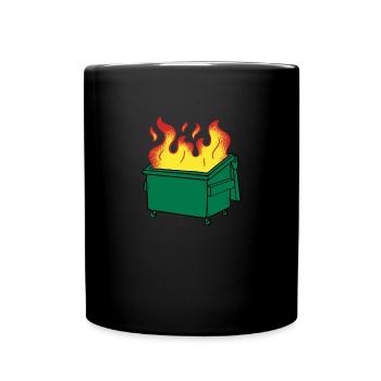 Lustiger M�llcontainer Feuer Ich bin ein M�llconta - Tasse einfarbig - Schwarz - Vorne