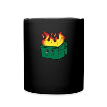 M�llcontainer Fire Happy Smile Face alles ist in O - Tasse einfarbig - Schwarz - Vorne