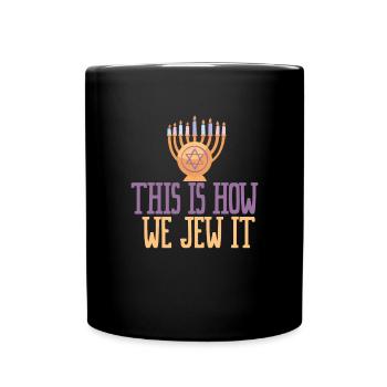 So j�d wir es Chanukah Hanukka j�disch - Tasse einfarbig - Schwarz - Vorne