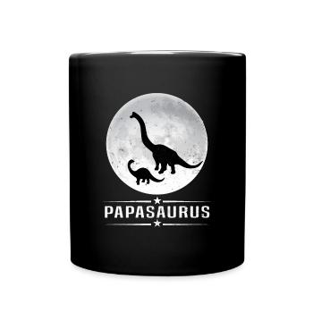 Papasaurus Daddy Like Children and Animals Saurus Pet - Full Colour Mug - black - Front