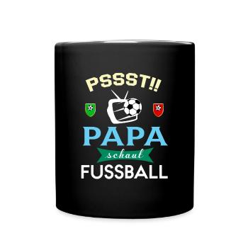 Pssst Papa Schaut Fussball Fernsehen Sport Show - Tasse einfarbig - Schwarz - Vorne