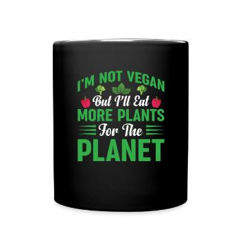 Pflanzen Essen Tierschutz Pflanzenfresser Vegan - Tasse einfarbig - Schwarz - Vorne