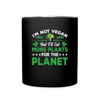Pflanzen Essen Tierschutz Pflanzenfresser Vegan - Tasse einfarbig - Schwarz - Vorne