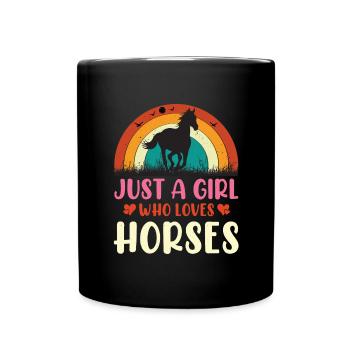 Équitation Chevaux Filles Étalon Poulain Animal Sports équestres - Mug uni - noir - Devant