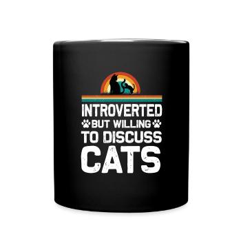 Animal Lovers Introverted Cat Dog Pet - Full Colour Mug - black - Front