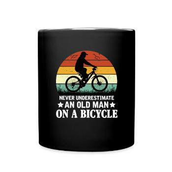 Never underestimate an old man by bike - Full Colour Mug - black - Front