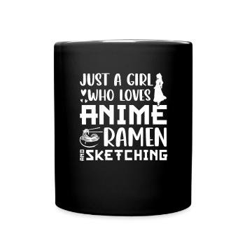 Anime Ramen Sketch Anime Ramen Gift - Full Colour Mug - black - Front