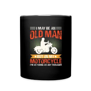 Never underestimate an old man with a motorcycle - Full Colour Mug - black - Front