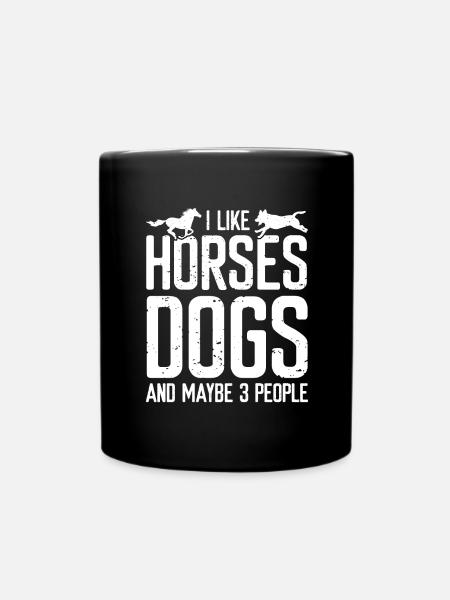 Pferde Hunde | Pferdeliebhaber Geschenk Pferd Hund - Tasse einfarbig - Schwarz