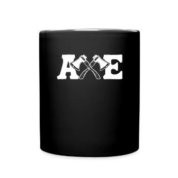 Holz Forstwirtschaft Axtwerfen Axtsport Wald - Tasse einfarbig - Schwarz - Vorne