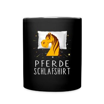 Pferde Schlafshirt Traum Mädchen Pony Reiter Stall - Tasse einfarbig - Schwarz - Vorne