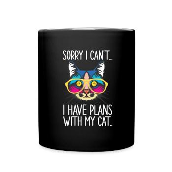 Chat Chats Animal Animal De compagnie Fille Chat Dame - Mug uni - noir - Devant