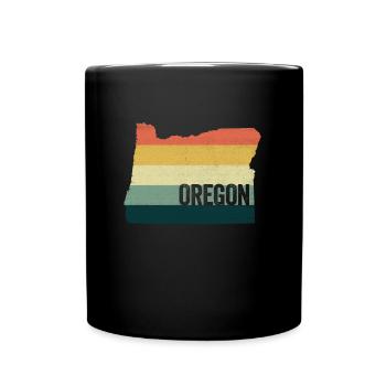 Retro 80s Distressed Vintage Sunset Oregon - Full Colour Mug - black - Front