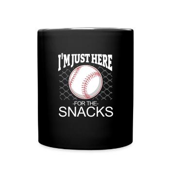 Baseball I am Just here for the Snacks saying - Full Colour Mug - black - Front