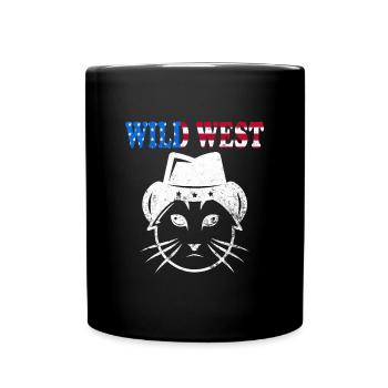Wild West Cowboy Western Texas Rodeo Meow - Full Colour Mug - black - Front