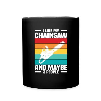 Wood Chainsaw Lumberjack Woodworker Climbing - Full Colour Mug - black - Front