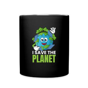 Je sauve la planète solaire photovoltaïque - Mug uni - noir - Devant