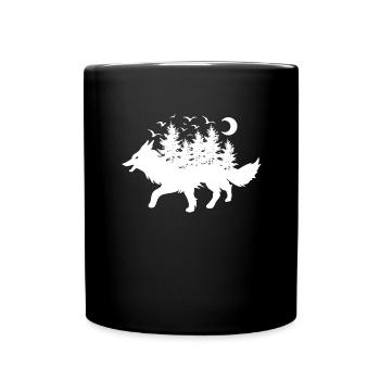 Dessin Loup Image Loups Bien-être animal Loup blanc - Mug uni - noir - Devant