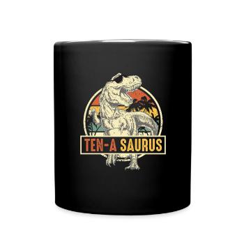 10th Birthday Dinosaur Birthday Child - Full Colour Mug - black - Front