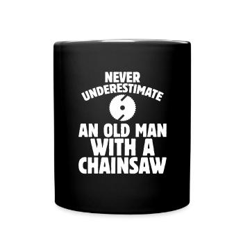 Wood Chainsaw Lumberjack Woodworker Climbing - Full Colour Mug - black - Front
