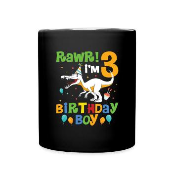 Cadeau de 3ème anniversaire Dino Dinosaur - Mug uni - noir - Devant