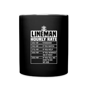 Line Fitter Electrician Overhead Line Electrician - Full Colour Mug - black - Front