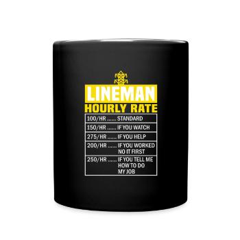 Line Fitter Electrician Overhead Line Electrician - Full Colour Mug - black - Front