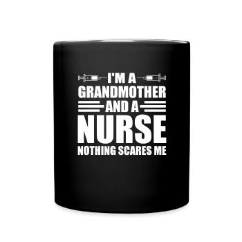 Stolze Oma und Krankenschwester - Tasse einfarbig - Schwarz - Vorne